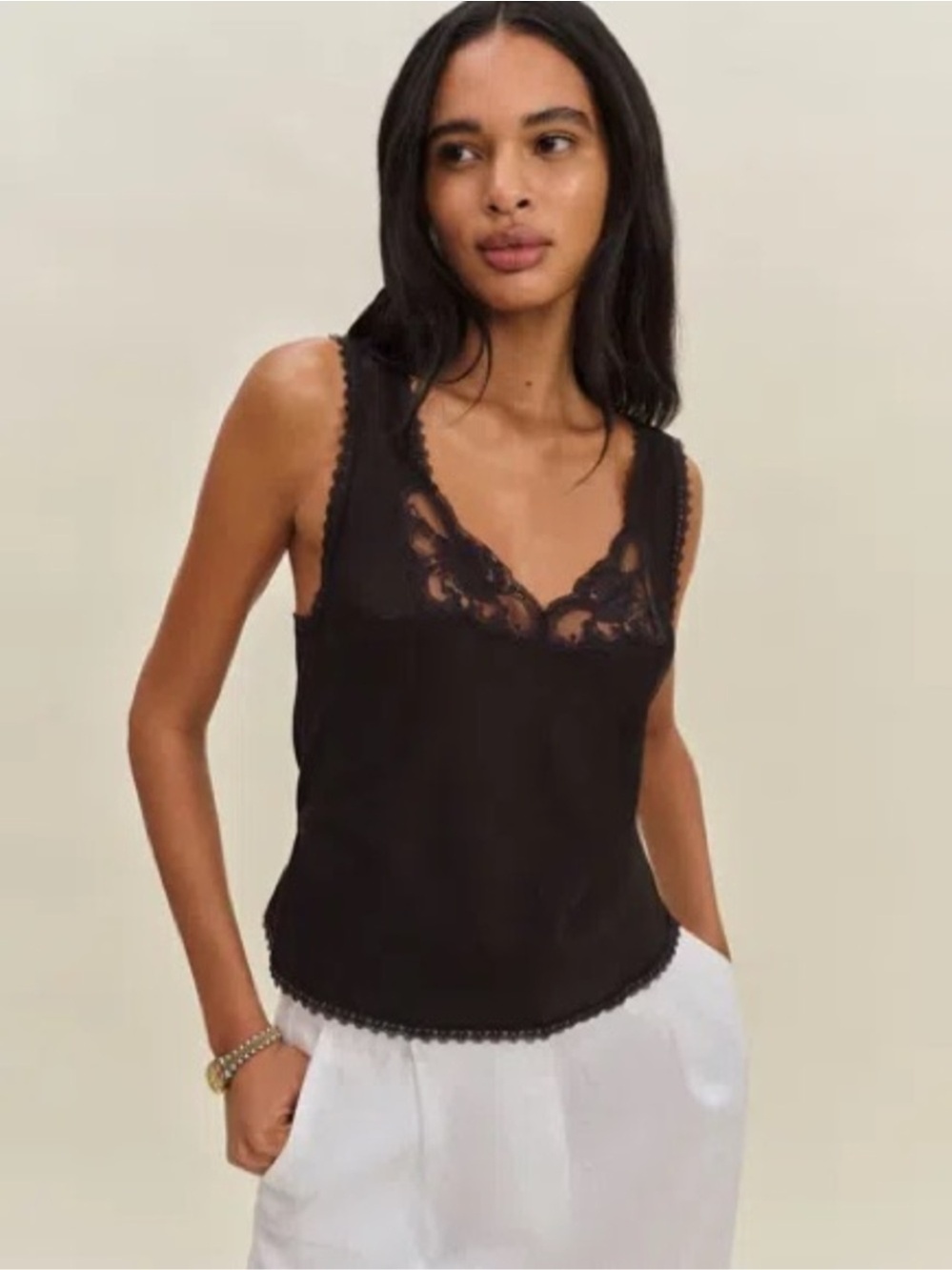NEW Reformation Lilu Lace Sleeveless Voile V-neck Tank Top | size XS